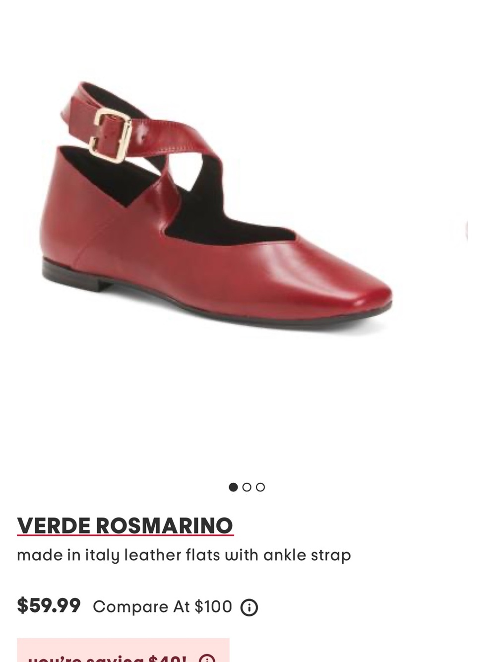 Red Leather Ankle-Strap Flats